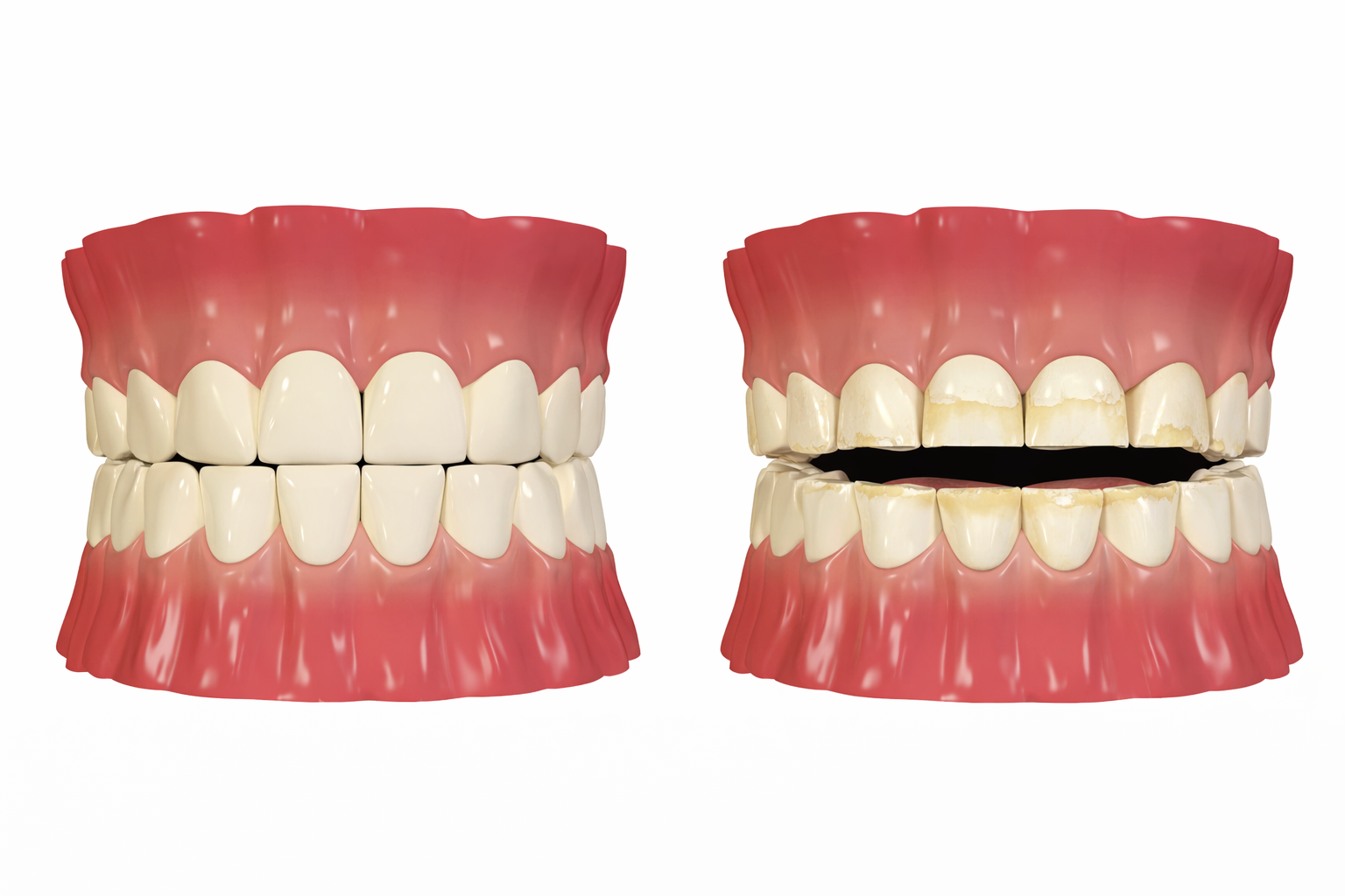 Стираемость зубов — признак скрытого бруксизма
